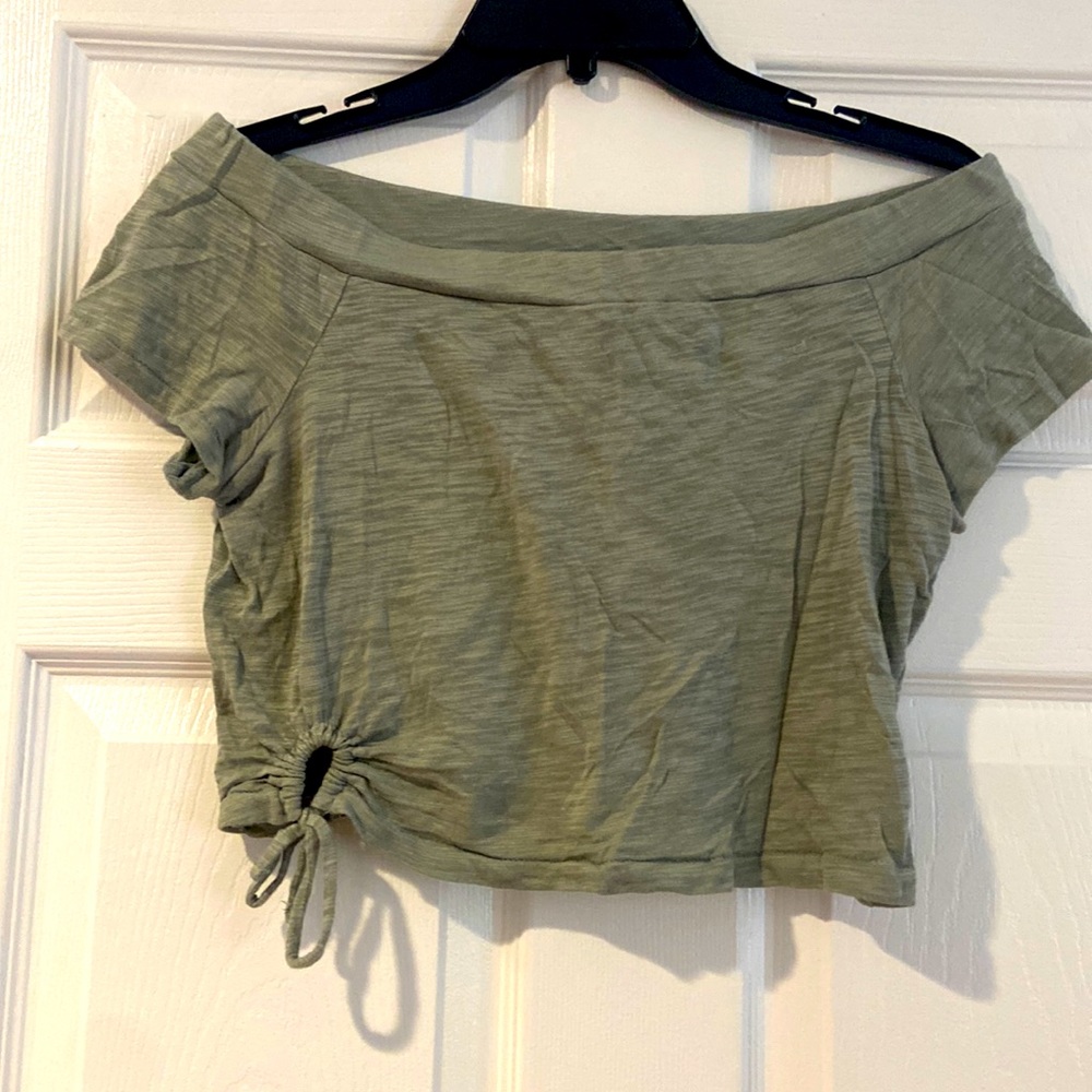 Lake Green, Shoulder Out, Crop Top